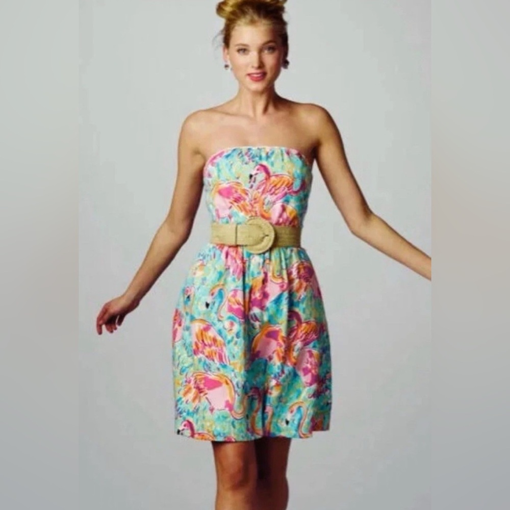 Lilly Pulitzer Wyatt Peel And Eat Dress Flamingo Print Size 6 - Picture 8 of 8